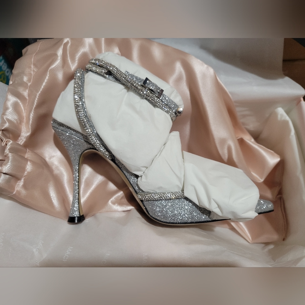 NIB MACH & MACH Double Bow Crystal-Embellished Glittered Pumps Heels - Picture 2 of 14